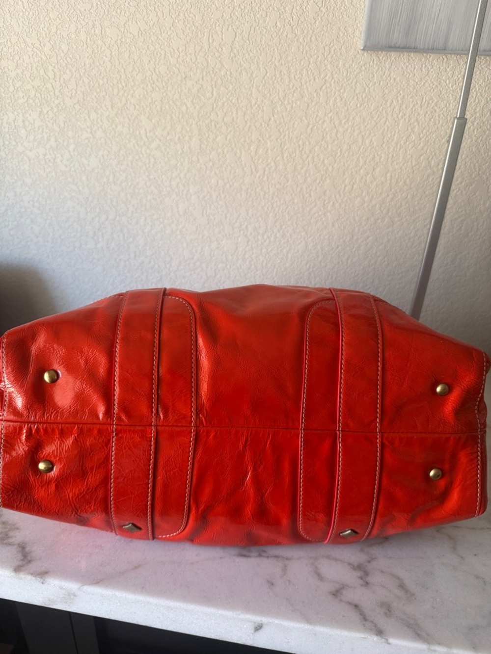 Authentic MCM München Red Patent Leather Satchel w/Crossbody Strap & Dust Bag - Picture 6 of 11